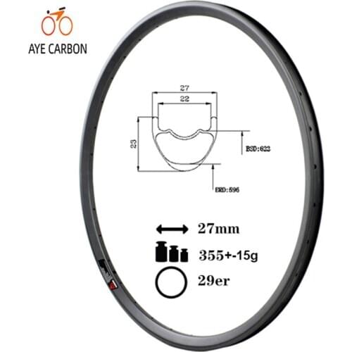 T700 tubeless ready carbon mtb XC rims 27mm wide 23mm depth 29er carbon all mountain bicycle rims 29 inch carbon fiber bike rims