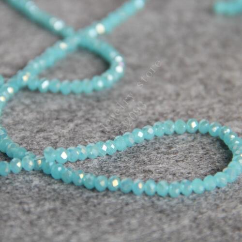 T8214 Charming 3X4mm Faceted Sea-Blue AB+ colorful glass Crystal beads!Fit For Making Bracelet&Necklace DIY Jewelry wholesale