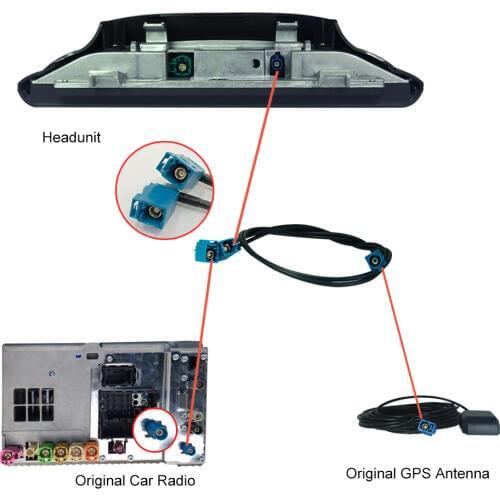 Ugode Car fakra GPS Splitter Antenna Cable 1 into 2 for BMW Benz Audi Android Screen Car Audio Video Media Navigation System