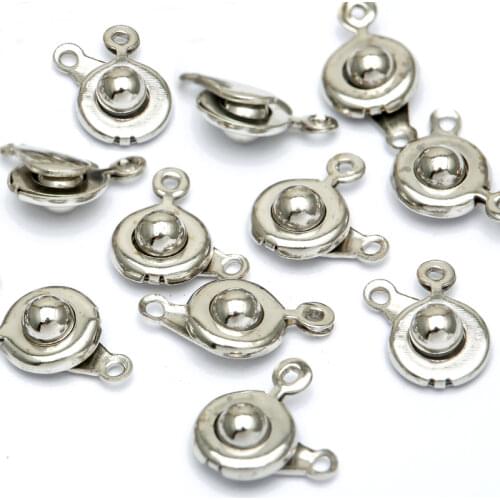 30pcs Fashion High Quality Craft Copper Snap Fastener Clasp Connector For Jewelry Making Diy Accessories Necklace Rhodium Plated