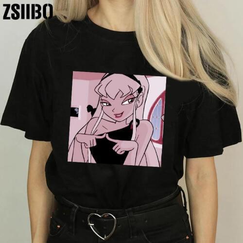 WomenT shirt Kawaii Tshirt Tees vintage vegan jersey Sleeve T-shirt Tops cool girl clothes Harajuku Punk Casual clothing shirts