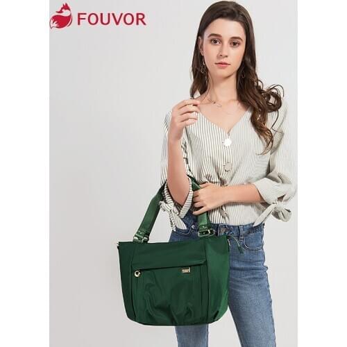 Fouvor 2019 Summer New Fashin Canvas Handbag for Women Casual Lager Zipper Oxford Messenger Bag 6013-01