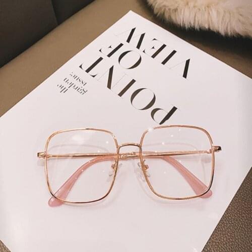 Myopia Glasses Big Frame Square Anti-blue Light Glasses Frame Oversized Computer Eyewear For Women Diamond Studded Eyewear