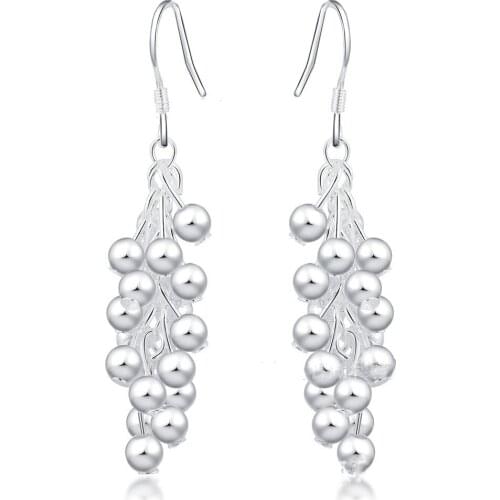 925 Sterling Silver Atmospheric Fashion Multi-Pearl Grape Luminous Bead Earrings Womens Earrings Jewelry
