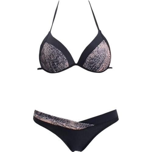 Split Bikini Sexy Tight Backless Snakeskin Print Stitching Ladies 2021 European And American Hot Style Swimsuit Women