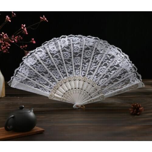 1PCs Portable Flower Pattern Folding Fan Chinese Style Wedding Party Lace Silk Folding Hand Fan Gifts Pocket Decorative Fans