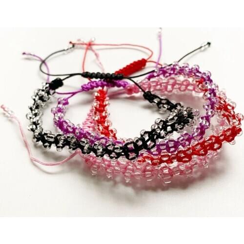 1pc Transparent Clear Glass Beads 3MM Round Czech Glass Beads Black Adjustable Cord Bracelet for Men Women Wholesale Dropship