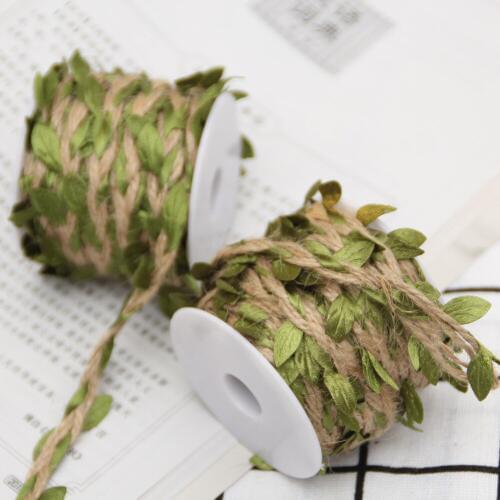 10M/Roll Wedding Decoration Simulation Green Leaves Weaving Hemp Rope DIY Wedding Birthday Rattan Gift Bouquet Packaging Rope