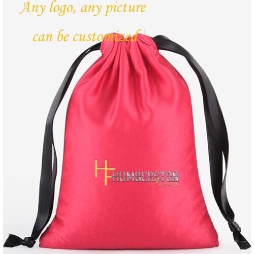 10pcs Customized Satin Cloth Drawstring Bag Cosmetics Jewelry Gift Bag Silk Satin Imitation Silk Storage Bag Custom Picture