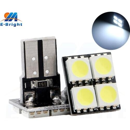 100pcs White DC 12V W5W 194 168 T10 5050 4 SMD Led Bulb Indicator Luggage Compartment License Plate Lights for Cars 4x4 SUV