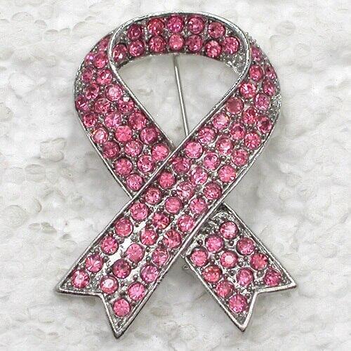 12pcs/lot Wholesale Cancer Brooch Rhinestone Ribbon Pin brooches Mens Woman Accessories C101613