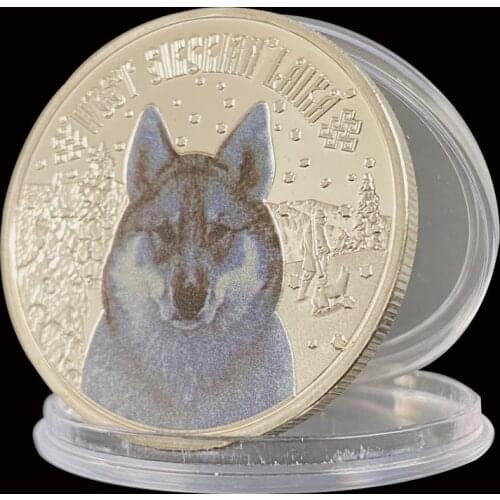 Silver Plated Sibirischer Wolf Wildlife Commemorative Challenge Coins Collectibles For Business Gifts