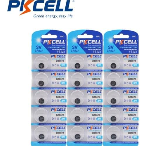 15Pcs/3packs PKCELL 3V CR927 Button Cell Battery 9.5x2.7(mm) CR927 DL927 BR927 5011LC LM927 KCR927 for Small electronic products