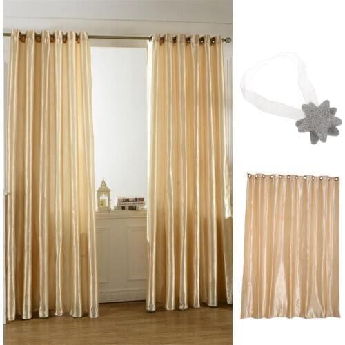 Satin Thermal Blackout Blockout Eyelet RING TOP/Slot Top Door Window Curtain 200x250 cm / 150x250 cm with Magnetic Star TIE BACK