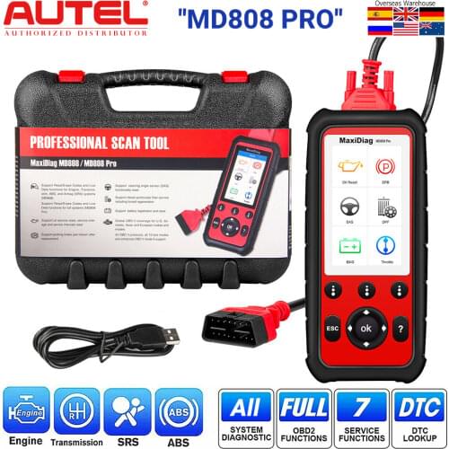 Autel MaxiDiag MD808 Pro All System OBDII Scanner Oil/Battery Reset Registration,Parking Brake Pad Relearn,SAS,ABS,EPB,DPF,BMS