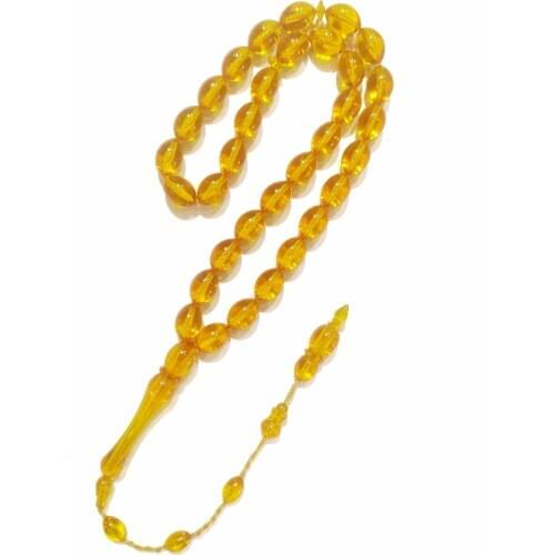 Islamic Tasbih Muslim Rosary Beads 33 Prayer For Men Bracelet, Accessory Musbiha, Imitation Amber Stone, Handmade Turkey 06