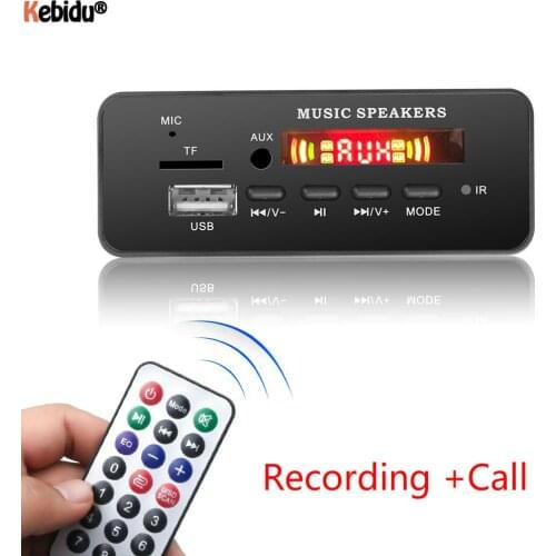 Color Screen 5V 12V MP3 WMA Decoder Board Module Wireless Bluetooth 5.0 USB SD/TF AUX FM Call Recording Audio For Car Speaker