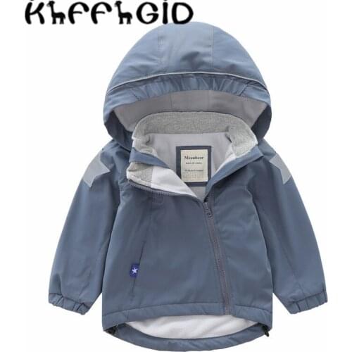 2021 new autumn and Winter Fleece Jacket Boys and girls windbreaker childrens waterproof coat hooded spring and autumn jacket