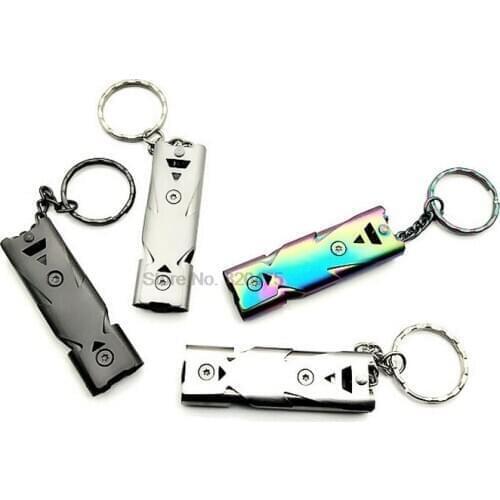 DHL 200pcs High Decibel Portable Keychain Whistle Stainless Steel Double Pipe Emergency Survival Whistle Multifunction Tool
