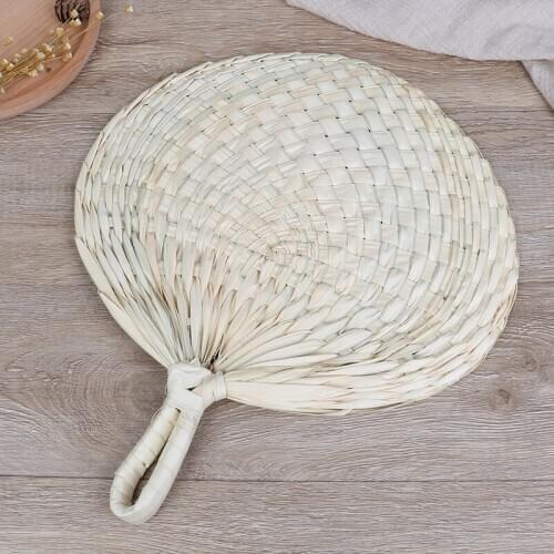 Hot Sale Cool Baby Mosquito Repellent Fan Summer Manual Straw Hand Fans Palm Leaf