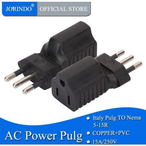 JORINDO Italy to 5-15R AC Power Adapter Italy To Nema US 5-15R US 3 Prong to Italy Travel Plug Connector Italy 3Pin USA Adapter