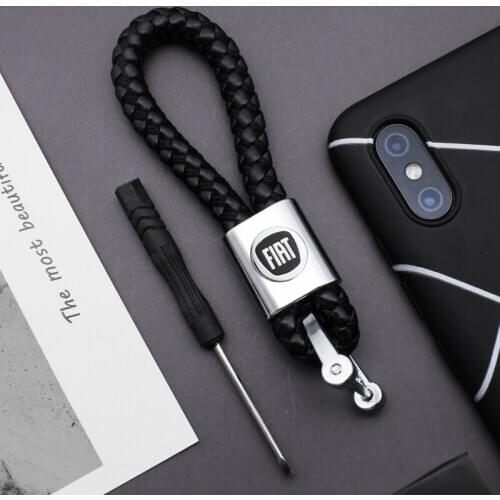 Leather Braided Woven Rope Car Keychain Key Chain Rings For Fiat 500 500x ducato tipo panda bravo doblo stilo Auto Accessories