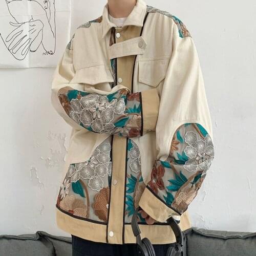 Autumn Mens Cargo Jacket Korean Printing Casual Jacket Mens Fashion Loose Coat Mens Streetwear Jacket Windbreaker Jacket Men