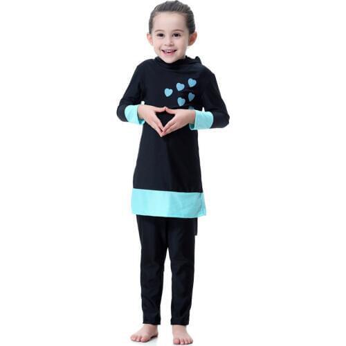 2019 Muslim girl swimwear hijab Islamic lovely swimsuit for kids children Beach Wear moroccon swimming clothes bathing suit