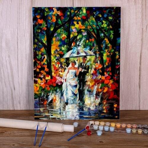 Wedding Under The Rain DIY Paint By Numbers Kit Oil Paints 40*50 Canvas Pictures New Design Crafts Adults Handiwork