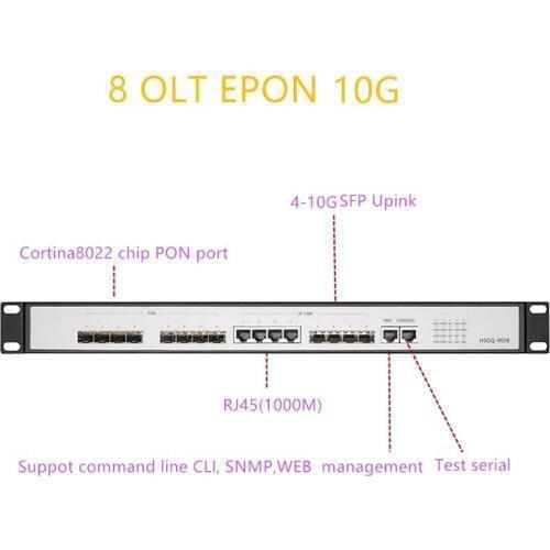 OLT EPONUPlink SFP 10G EPON OLT 10 gigabit 8 PON port 8 PON RJ451000M OLT GEPON support L3 Router/Switch Open software RJ451000M