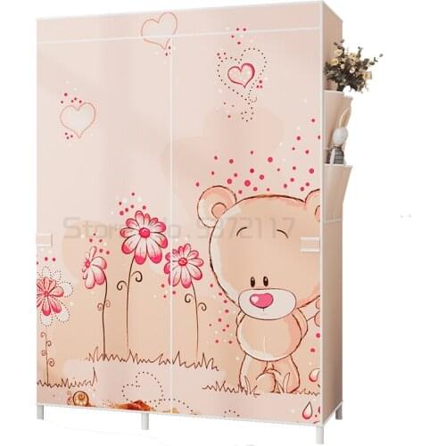 Simple cloth wardrobe bedroom wardrobe all steel frame thickened storage wardrobe simple, strong and durable