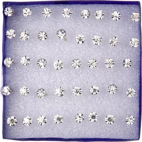 20 pairs/set White Crystal Stud Earrings Set For Women Jewelry Rhinestones Piercing Earrings kit Pack lots Bijouteria brincos