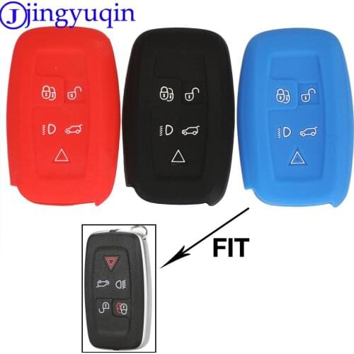 Jingyuqin New 5 Buttons Remote Silicone Rubber Key Fob Cover Case For Land Rover LR4 LR2 Discovery Smart Key Case