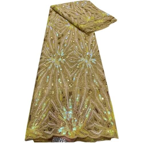 SJ Lace African Lace Fabric 2021 High Quality Tulle Lace French Net Laces With Sequins Embroidery Special For Wedding d5-57