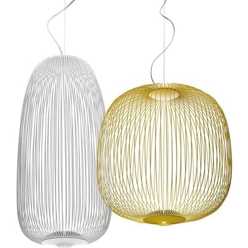 Post Modern LED Pendant Lamps Creative Design Birdcage Light White Black Yellow Living Room Restaurant Bar Iron Art Hanging Lamp