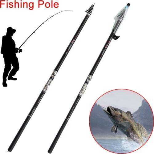 Telescopic Fishing Rod Carbon Fiber 2.7/3.6/4.5/5.4/6.3m Travel Spinning Reel YS-BUY