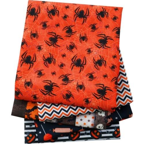 50*145cm Halloween Fabric Spider StripPolyester Cotton Fabric for Tissue Sewing Quilting Needlework Material DIY Handmade,c20036