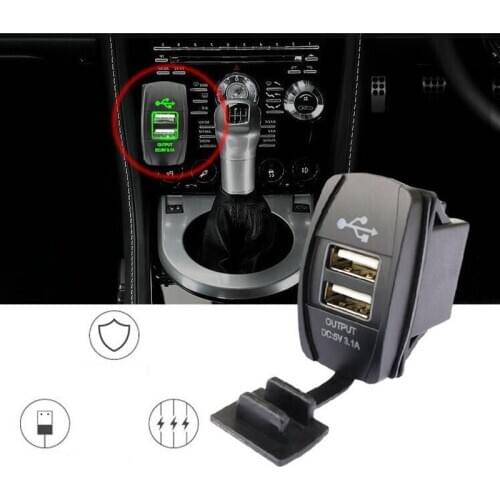 Universal car charger waterproof dual usb port charger socket, 3.1a 12-24v motorcycle car ship car charger