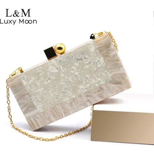 Evening Bag Wedding Ladies Acrylic Box Contrast Color Fashion Party Handbag Purse Marble Pattern Summer Luxury Clutch Bag X332H