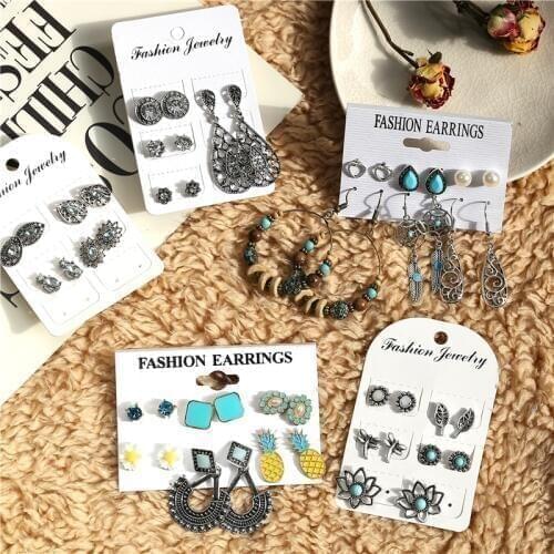 Vintage Stud Earrings For Women Bohemian Geometric Metal Stud Earring New Products 2020 Brincos Indian Jewelry