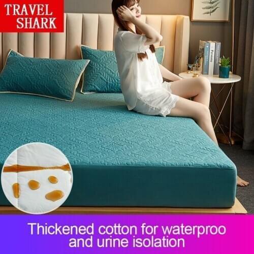 Quilted embossed waterproof mattress protective cover quilted fitted sheet anti-mite bedspread mattress Thick Soft Pad for Bed