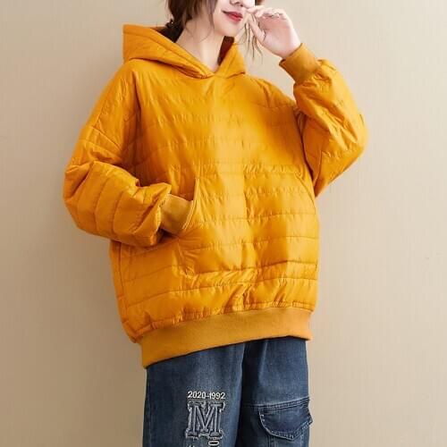 Johnature Women Hooded Jackets Kangaroo Pocket Solid Color 2020 Autumn New Warm Loose Female Casual Pullover Jackets Coats