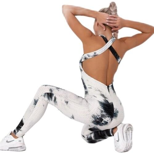 Backless Sports Jumpsuit Woman Sleeveless Gym Clothing 2021 Sport Overalls Fitness Dry Fit Suit Workout Clothes Unique Red Set