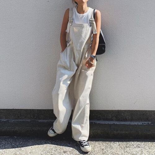 Summer Jumpsuits For Women 2020 Oversized Overalls Rompers Suspender Wide Leg Pants Korean Japan Ladies Casual Long Jumpsuit