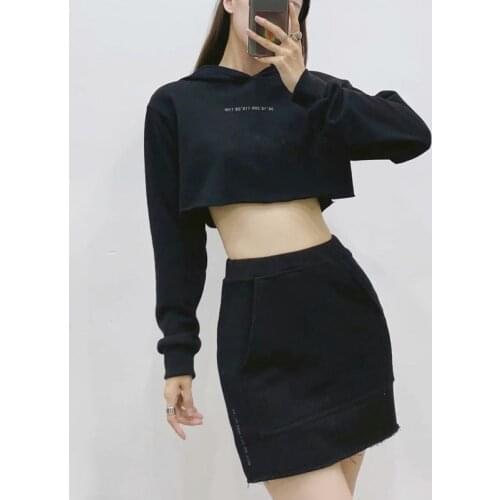Women Co-ord Drop Shoulder Cropped Hoodie And Pouch Pocket Sweat Mini Skirt Casual Sweat Set