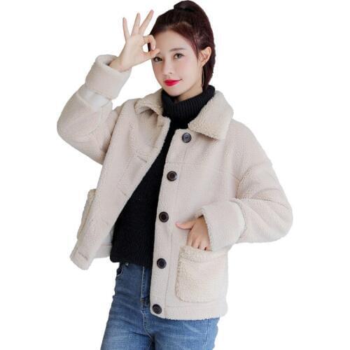 Fur one Fur Coat Female 2019 winter new wave fashion slim short Fur Jacket paragraph pellet lamb Leather Jacket Women