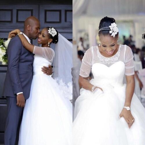 New Plus Size Sweetheart Mermaid Wedding Dresses Ruffles Sweep Train White Bridal Gowns Cheap Online Black Girls Vestidos De