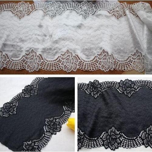 1 Meter Black White Elastic Lace Ribbon Thick Stretch Lace Trimming Underwear Sewing Wrapping Webbing Accessories 19cm