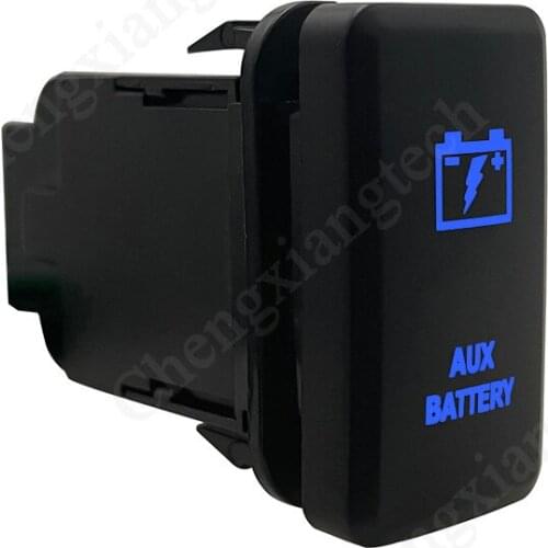 Blue LED Car Push Button Switch Aux Battery For Toyota Prado Landcruiser Hilux FJ Cruiser ON OFF Switch + Wire 12 Volt 3Amp