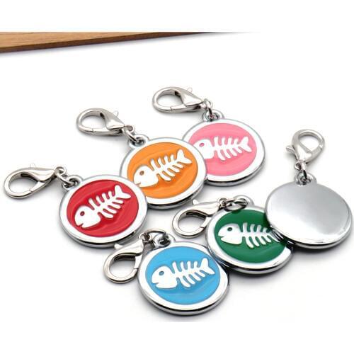 20Pcs Fish Tag Personalized Engraving Cat Name Tags Customized Dog ID Tag Collar Accessories Nameplate Anti-lost Pendant Keyring